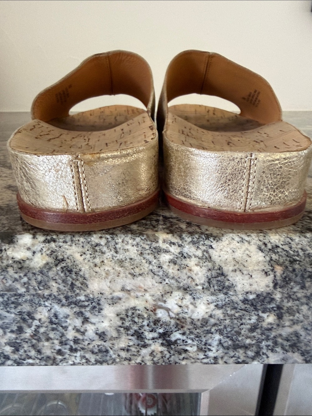 Kork-Ease Metallic Gold Cork Wedge Mule Slides,8,worn twice, EUC - Picture 4 of 7
